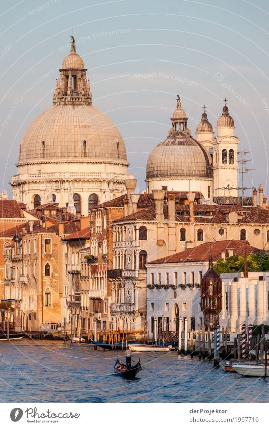 Sonnenaufgang am Canale Grande in Venedig III Blick Zentralperspektive Starke Tiefenschärfe Morgendämmerung Licht Schatten Kontrast Textfreiraum Mitte