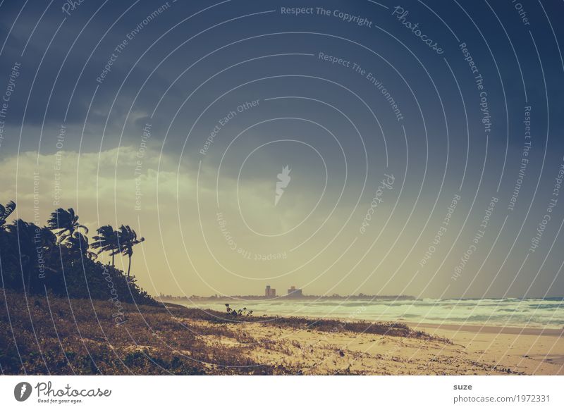 Ein Sturm zog auf exotisch Ferien & Urlaub & Reisen Sommer Sommerurlaub Strand Meer Umwelt Natur Landschaft Sand Himmel Wetter schlechtes Wetter Unwetter Wind