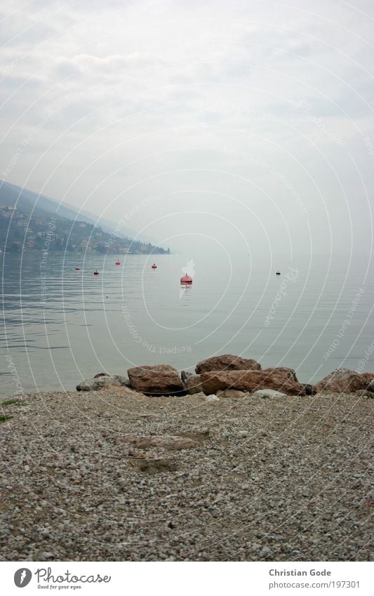 Der See Umwelt Natur Landschaft Pflanze Tier Wasser Wassertropfen Himmel Gewitterwolken Sommer Wetter schlechtes Wetter Wind Nebel Regen blau grau Stein Kies