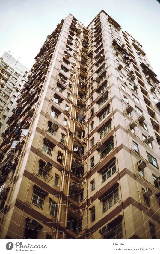 Große Flachkastengebäude in Hong Kong, China Leben Ferien & Urlaub & Reisen Tourismus Ausflug Wohnung Haus Kultur Landschaft Gebäude Architektur Fassade Straße