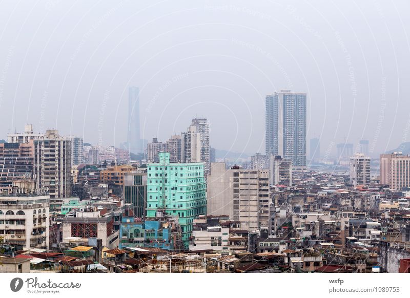 Macau Stadt Panorama bei Tag Haus Architektur türkis Macao China Großstadt sonderverwaltungszone Portugal Asien Farbfoto Außenaufnahme Aussicht Wohnhochhaus