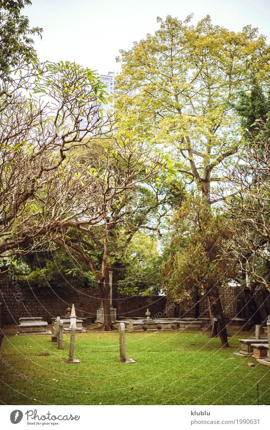 Ein alter ruhiger Friedhof in Macao, China Denkmal Stein Traurigkeit Tod Frieden stumm Grab Grabmal traurig Stille Grabstein Beerdigung Gedächtnis asiatisch