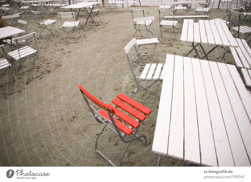 Überraschungsgast II Insolvenz Ferien & Urlaub & Reisen Tourismus Ausflug Sommer Strand Möbel Stuhl Tisch Klappstuhl Strandbar Sand Herbst schlechtes Wetter