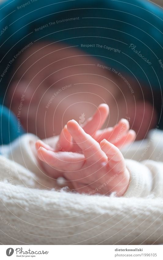 Baby Hände Mensch Kind Junge Kindheit 0-12 Monate liegen schlafen träumen Kinderhand Wohlgefühl Geborgenheit Hand kuschlig Kuscheln Farbfoto Gedeckte Farben