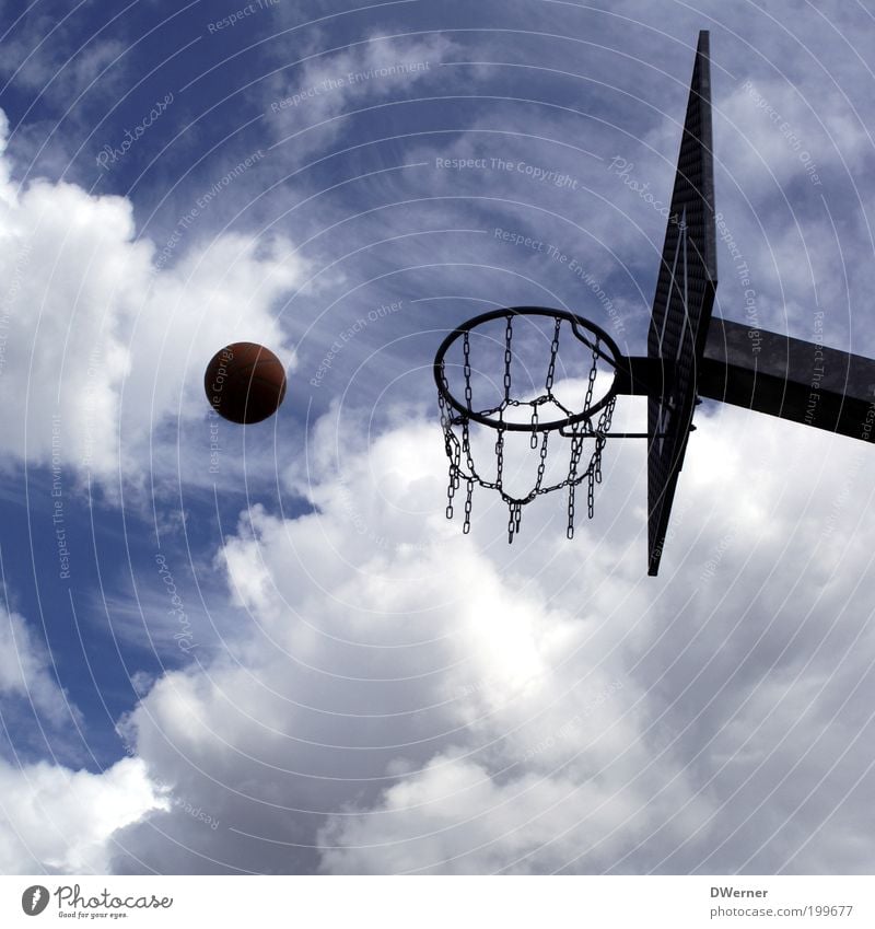 Korbball Freizeit & Hobby Spielen Sport Ballsport Sportstätten Umwelt Luft Himmel Klima Schönes Wetter Metall werfen blau Kontrolle Leichtigkeit Präzision