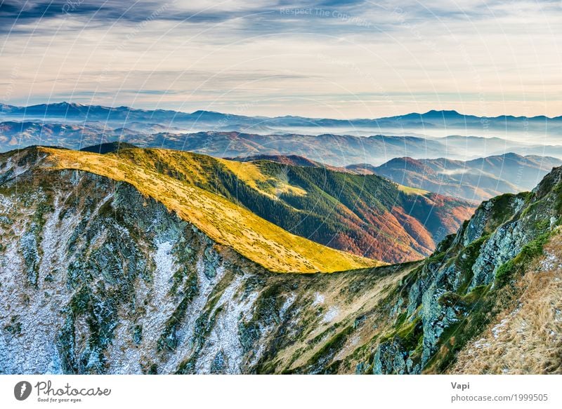 Sonnenuntergang in den Bergen Ferien & Urlaub & Reisen Tourismus Ausflug Winter Schnee Berge u. Gebirge Umwelt Natur Landschaft Pflanze Himmel Wolken Horizont