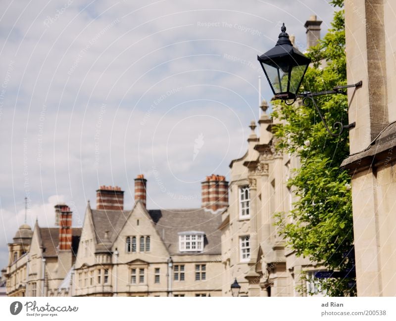 OXFORD Himmel Wolken Pflanze Grünpflanze oxford England Stadt Stadtzentrum Altstadt Haus Gebäude Architektur Fassade Laterne alt authentisch elegant reich