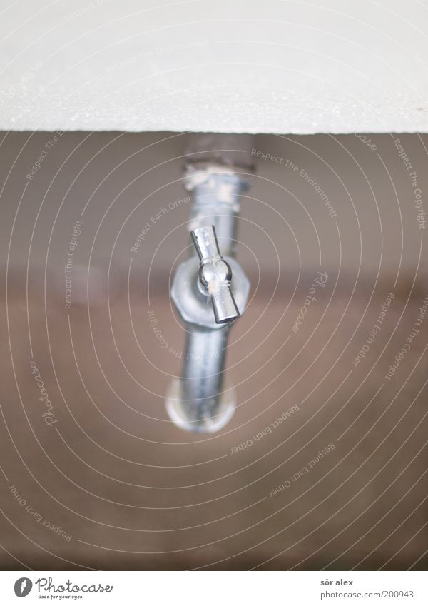 Wasserspender Garten Wasserhahn Wand Metall drehen frisch kalt nass natürlich Sauberkeit braun silber weiß gießen Wasserversorgung Erfrischung Farbfoto