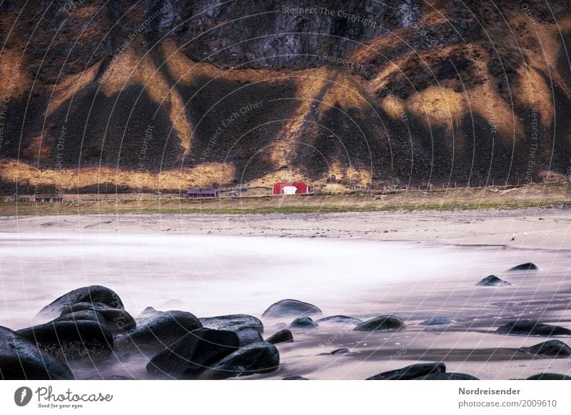 Lofoten harmonisch Sinnesorgane Ferien & Urlaub & Reisen Tourismus Ferne Freiheit Strand Meer Wellen Natur Landschaft Urelemente Wasser Klima Felsen