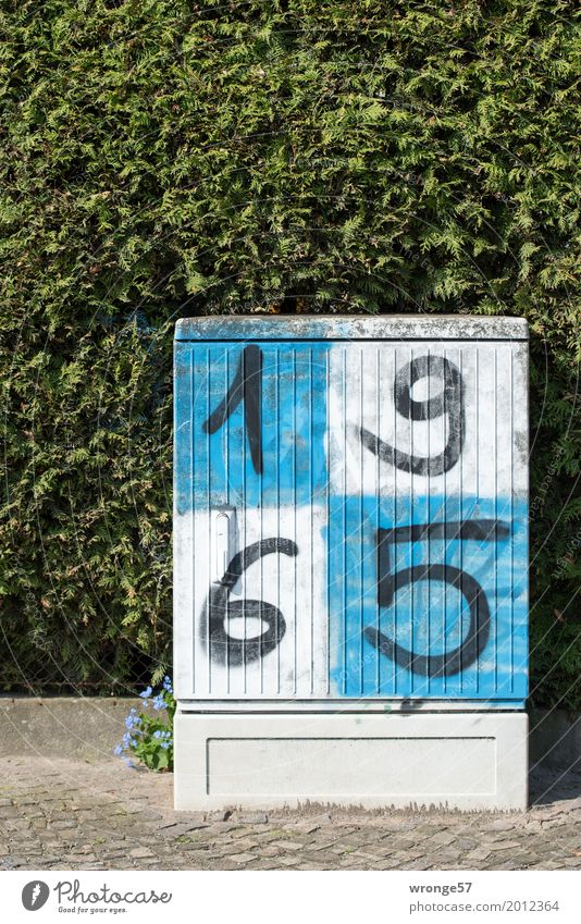 1965 Fußball Telekommunikation Internet Energiewirtschaft Magdeburg eckig blau grün weiß Kasten Verteilerdose Elektrizität Telefonleitung Graffiti blau-weiß