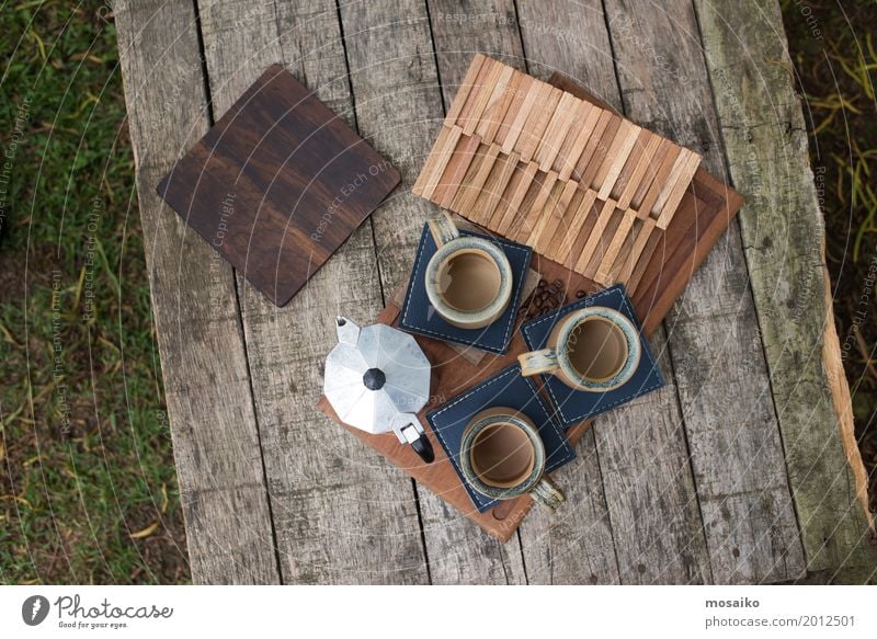 Kaffeetisch Getränk Heißgetränk Espresso Lifestyle Freude Ausflug Sommer Sommerurlaub Natur Schönes Wetter Garten Zufriedenheit Lebensfreude Frühlingsgefühle