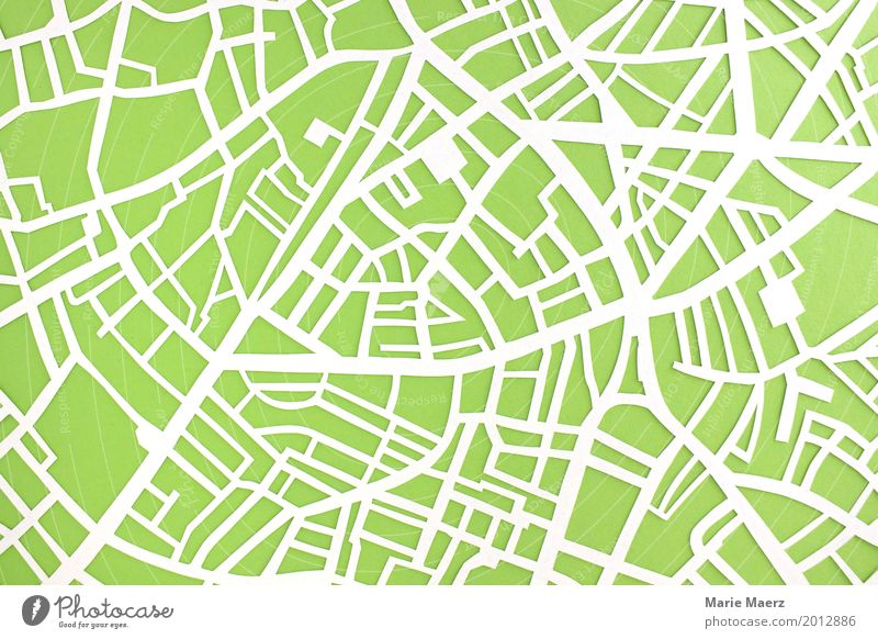 Papierschnitt Stadtplan mit Straßen Design Ferien & Urlaub & Reisen Tourismus Städtereise Park Platz Verkehrswege Straßenkreuzung Wege & Pfade außergewöhnlich