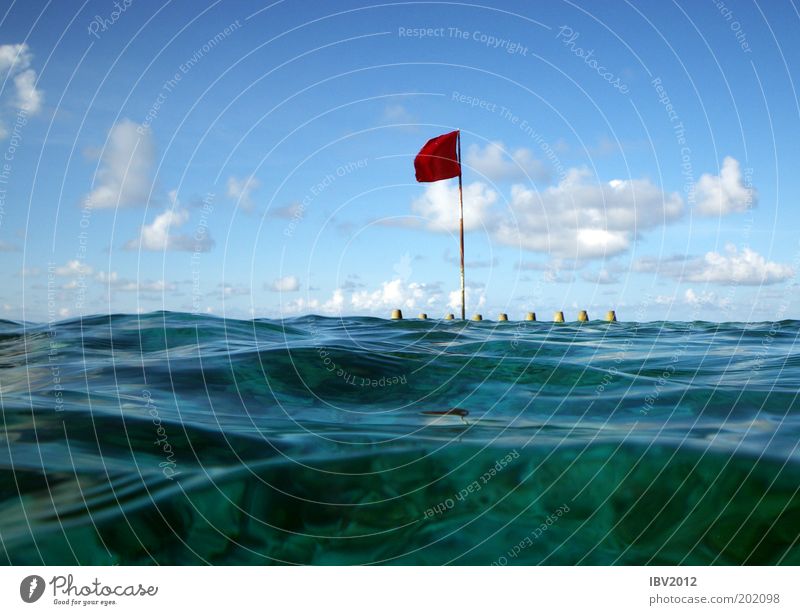 Red flag in paradise II Freizeit & Hobby Ferien & Urlaub & Reisen Tourismus Ausflug Ferne Freiheit Meer Wassersport Natur Landschaft Himmel Wolken Sonne