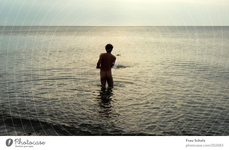 ein großer Wurf Ferien & Urlaub & Reisen Sommer Sommerurlaub Meer Mensch maskulin 1 Natur Wasser Himmel Horizont Sonnenaufgang Sonnenuntergang Schönes Wetter