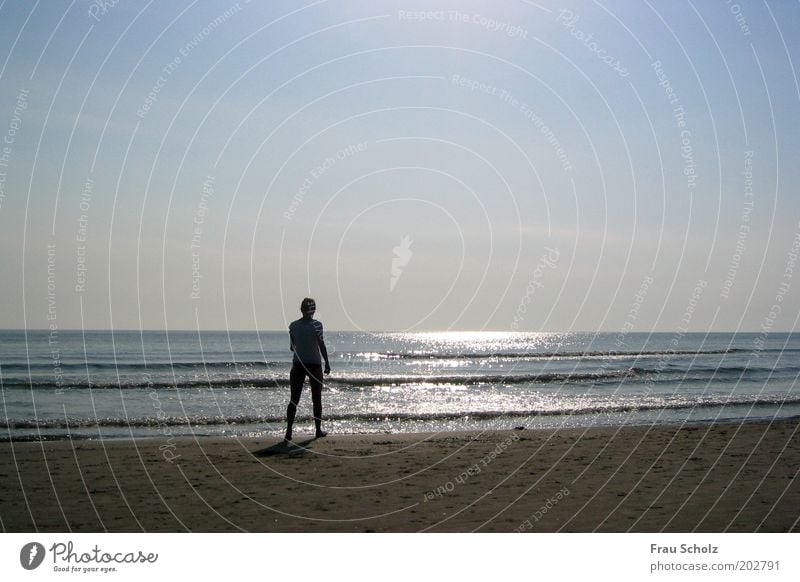 Guten Morgen Meer Leben Wohlgefühl Meditation Ferien & Urlaub & Reisen Sommerurlaub Strand 1 Mensch Wasser Schönes Wetter Wellen Küste Ostsee Erholung genießen