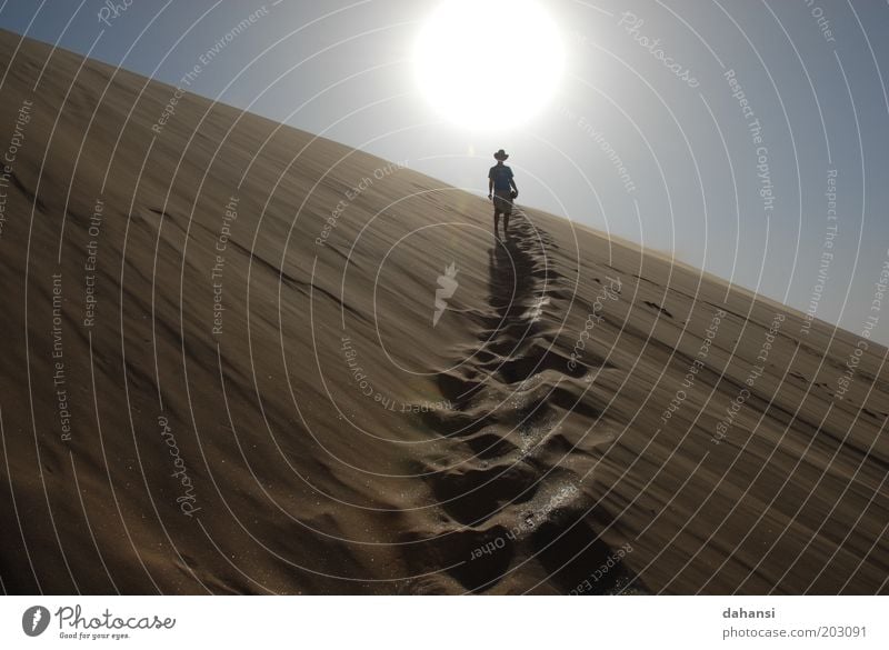 Auf dem Pfad in Richtung Sonne wandern Ferien & Urlaub & Reisen Ausflug Ferne Freiheit Wüste Namib maskulin 1 Mensch Natur Landschaft Sand Wolkenloser Himmel