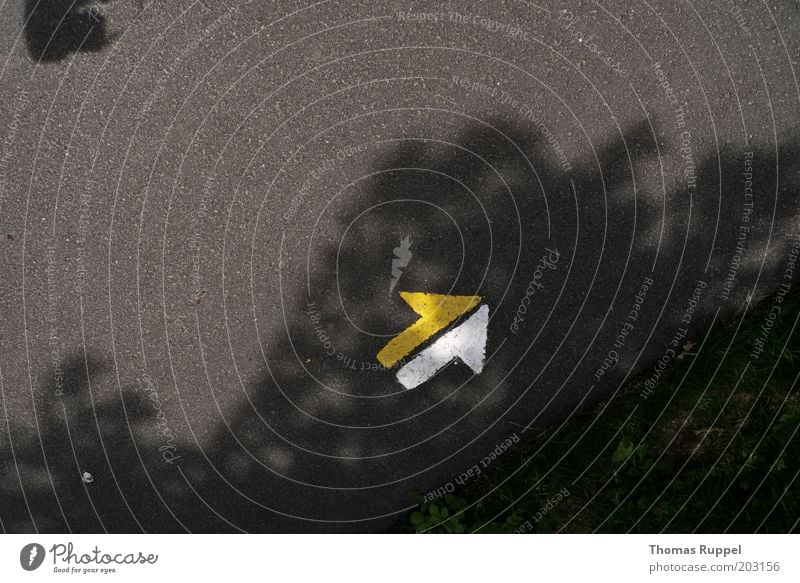 nach rechts oben Verkehrswege Wege & Pfade Richtung richtungweisend Stein Beton Zeichen Schilder & Markierungen Verkehrszeichen Pfeil frei gelb grau weiß