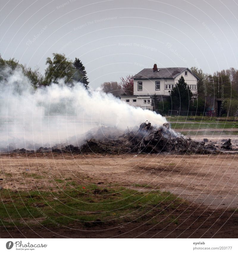 Der Börner Umwelt Landschaft Urelemente Erde Feuer Himmel Wind Baum Gras Garten Wiese Feld Dorf Haus Einfamilienhaus Platz Gebäude heiß Wärme Rauch weiß