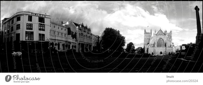 Exeter England Panorama (Aussicht) Europa Schwarzweißfoto Kathedrale groß Panorama (Bildformat)