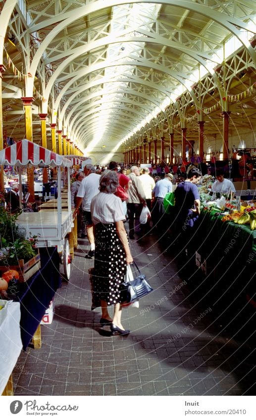 Markthalle England Ernährung Lagerhalle Gemüse stehen Perspektive