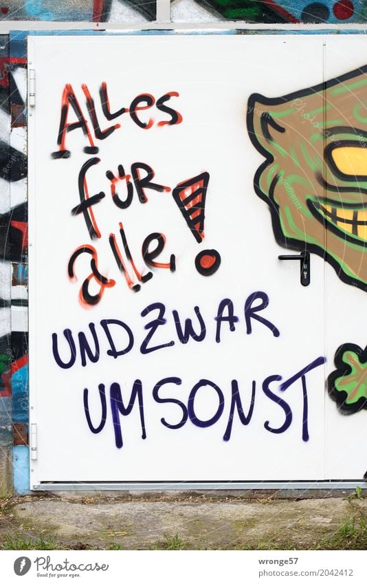 Traum-Wunschdenken Schriftzeichen Graffiti lustig mehrfarbig Begierde träumen Neid Gier Tor sprühen Parole Wunschtraum kostenlos teilen Traumwunsch Farbfoto