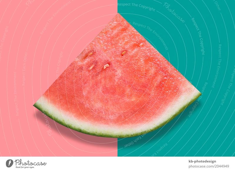 Watermelon on colorful background Lebensmittel Frucht Wassermelone Sommer Essen Melon Piece Fruit fresh healthy Health Eat Top view Quarter abstract