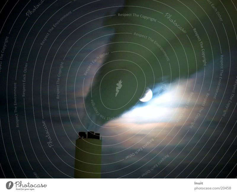 Schlot bei Vollmond Nacht Abgas Wolken Luftverschmutzung Industrie Mond Wasserdampf Wärme Münster