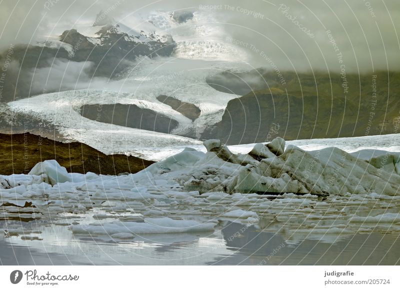 Island Umwelt Natur Landschaft Wasser Wolken Nebel Eis Frost Gletscher See außergewöhnlich bedrohlich kalt natürlich Stimmung einzigartig Idylle Klima