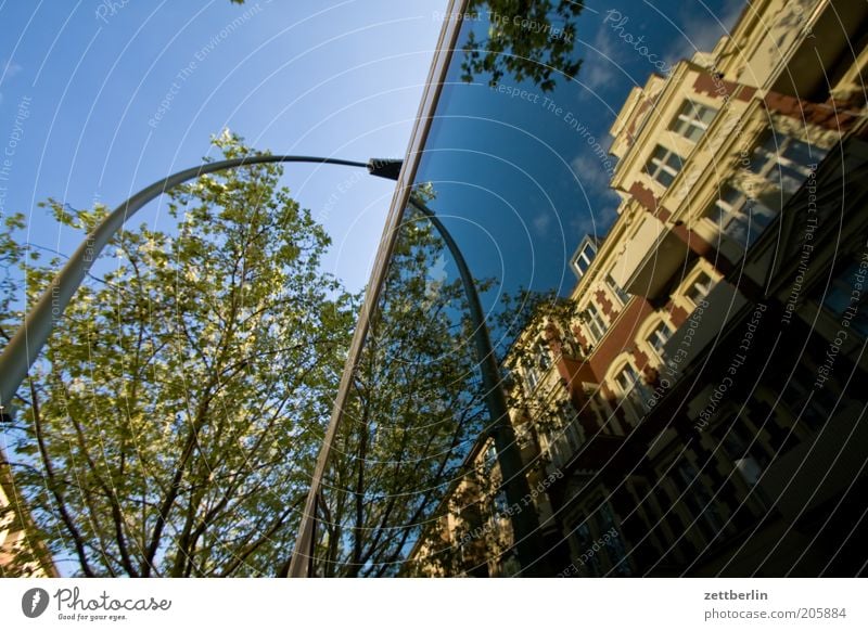 Steglitz Berlin Stadt Haus Jugendstilhaus Architektur Stadthaus Baum Platane grün Laterne Spiegel Reflexion & Spiegelung Fensterscheibe Autofenster Glas