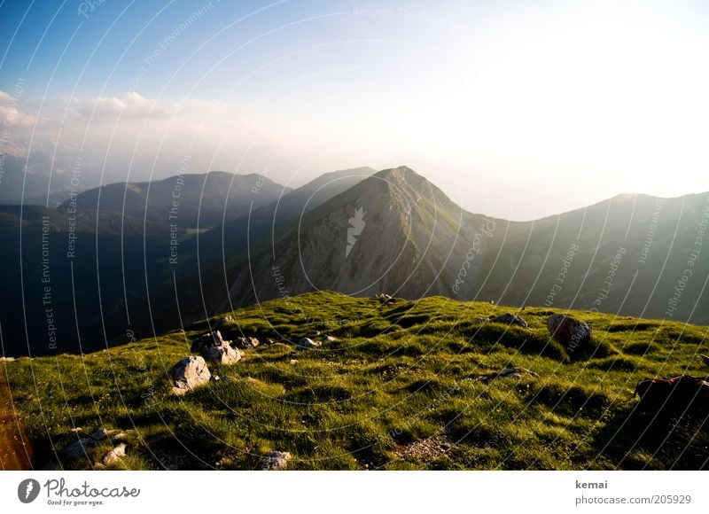 Ende eines sonnigen Tages Umwelt Natur Landschaft Pflanze Urelemente Himmel Wolken Horizont Sonne Sonnenaufgang Sonnenuntergang Sonnenlicht Sommer Klima