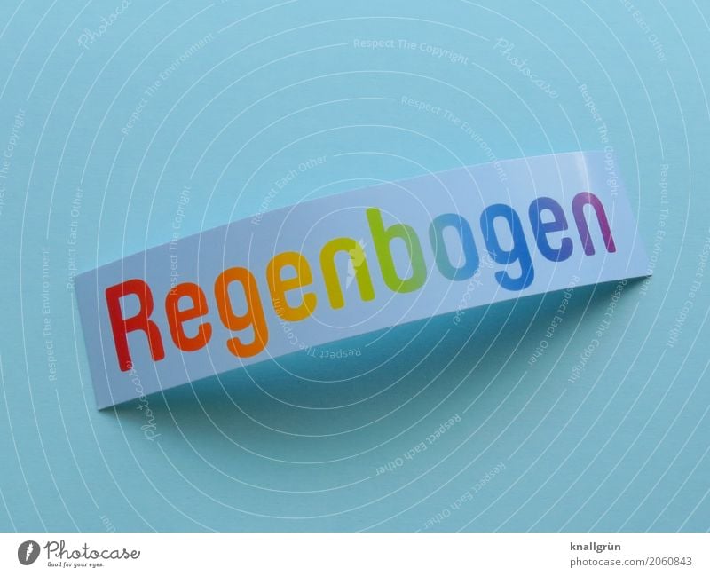 Regenbogen Schriftzeichen Schilder & Markierungen Kommunizieren mehrfarbig Gefühle Interesse Überraschung entdecken Farbe Horizont Natur Optimismus