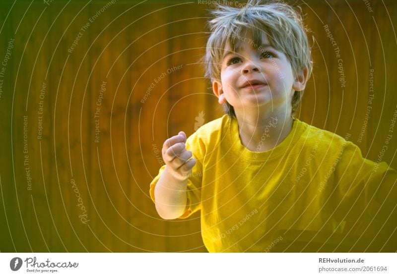 Sommer 2017 Mensch Kind Kleinkind Junge Gesicht 1-3 Jahre T-Shirt Lächeln Spielen authentisch Freundlichkeit Fröhlichkeit Glück klein natürlich gelb Freude