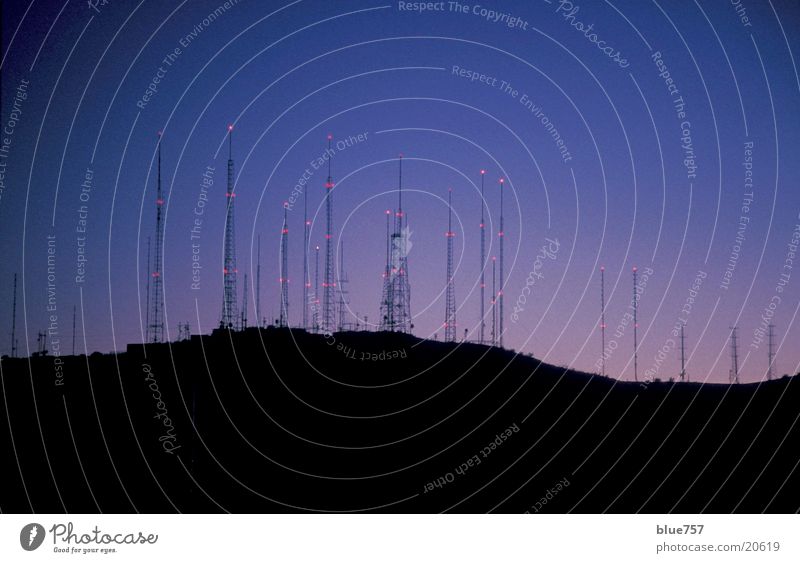 Antennenwald Arizona dunkel rot Elektrisches Gerät Technik & Technologie aerials Abend twilight blue red orange blau