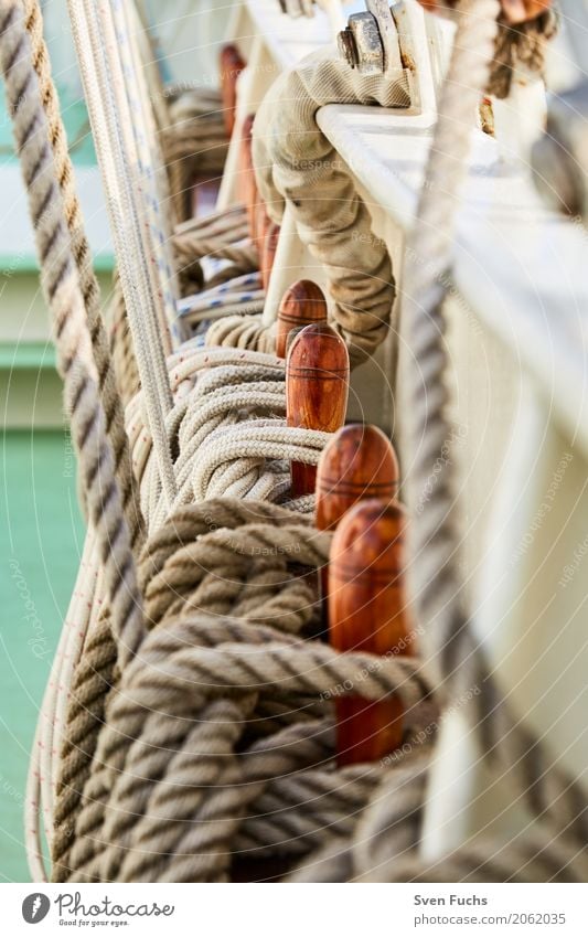 Seile und Taue Hafen Schifffahrt Segelschiff Wasserfahrzeug Knoten maritim Wilhelmshaven Landkreis Friesland Ostfriesland Trosse leine Schiffsdeck Lenkrad ruder