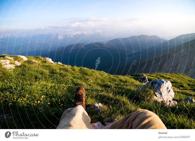 Zugspitzblick (fast) Mensch Fuß 1 Umwelt Natur Landschaft Pflanze Urelemente Himmel Wolken Horizont Sonnenaufgang Sonnenuntergang Sonnenlicht Sommer Klima