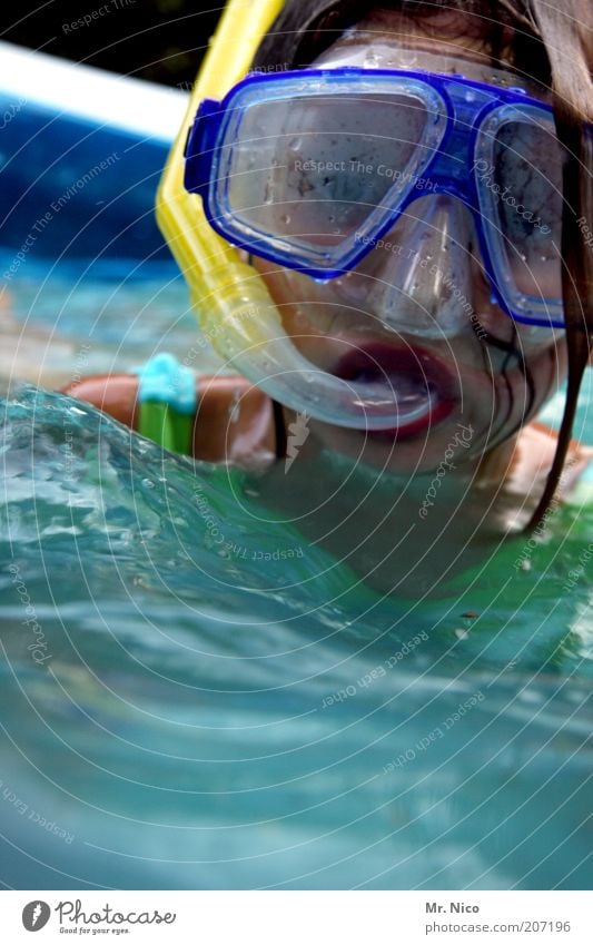 Planschbeckentaucherin Schwimmen & Baden Sommer tauchen Schwimmbad feminin Mädchen Kopf Auge Nase Mund Schnorcheln Taucherbrille Wasser Maske atmen Luftholen