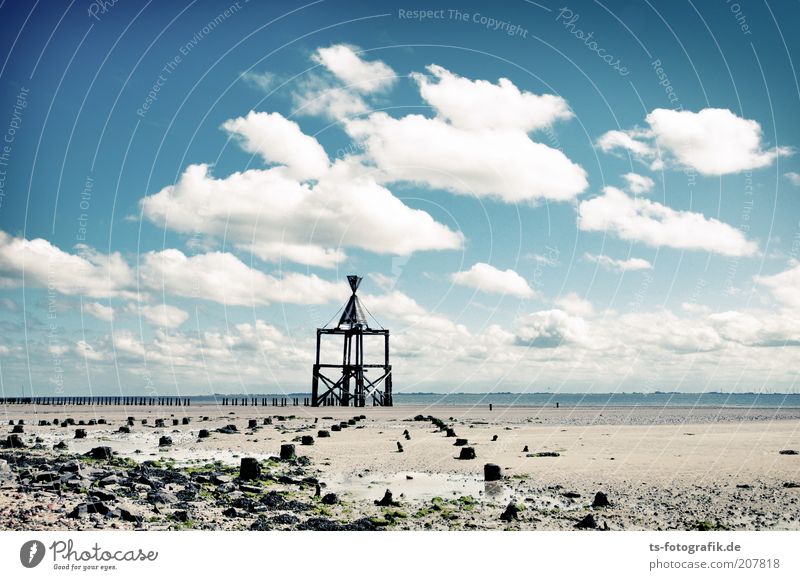 Zeichen am Horizont Ferien & Urlaub & Reisen Tourismus Ferne Freiheit Himmel Wolken Schönes Wetter Küste Strand Nordsee Meer Insel Wattenmeer Wangerooge