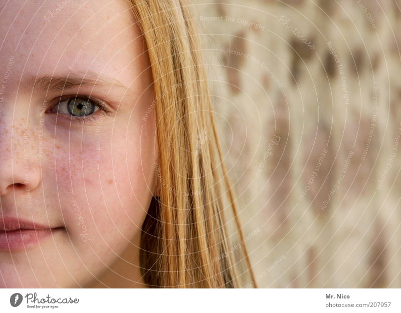 einfach Marlene Mädchen Kopf Haare & Frisuren Gesicht Auge Nase Mund Lippen blond langhaarig Zufriedenheit zart schön sanft Sommersprossen Gesichtsausdruck