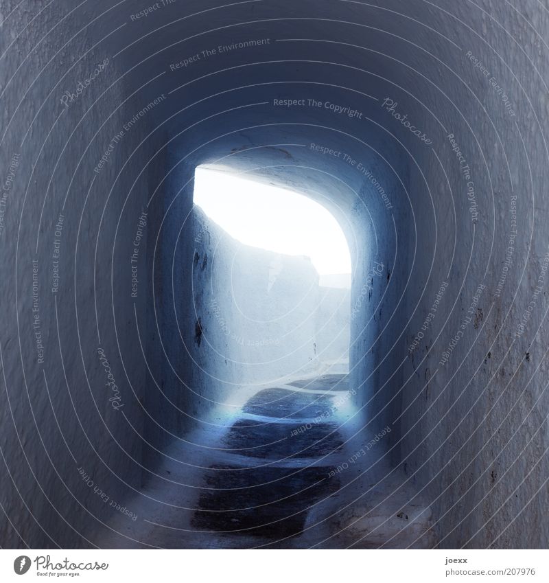 Anfang Menschenleer Mauer Wand Wege & Pfade hell blau ruhig Hoffnung Gang Durchgang Licht Ende Tunnelblick Gewölbe Farbfoto Gedeckte Farben Außenaufnahme Tag