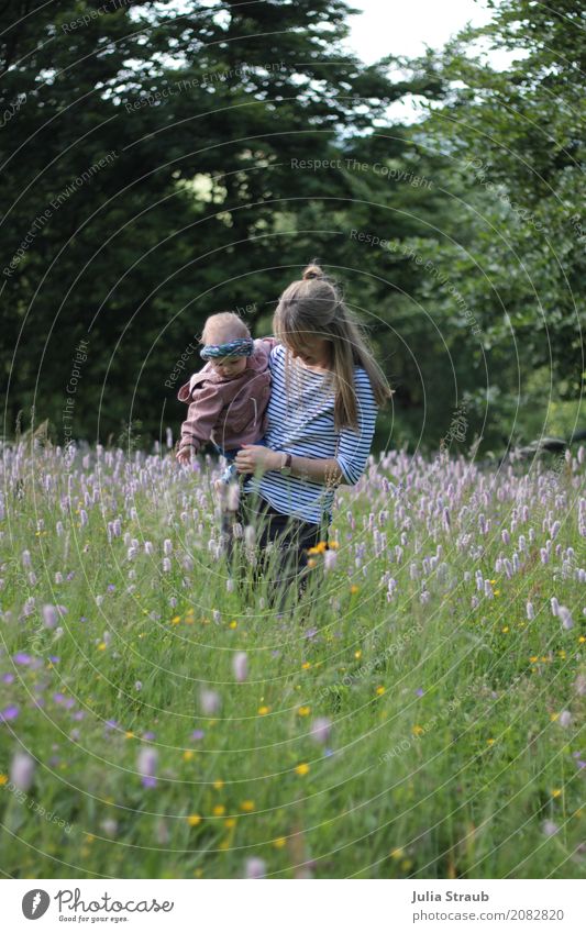 Blumenwiese feminin Baby Kleinkind Frau Erwachsene Familie & Verwandtschaft 0-12 Monate 18-30 Jahre Jugendliche Umwelt Natur Sommer Pflanze Baum Gras Wiese Wald