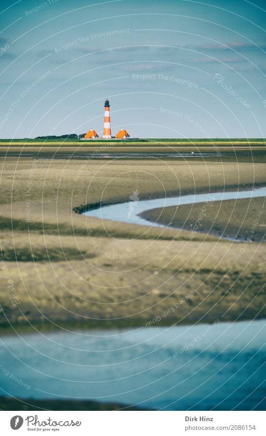 Leuchtturm Westerhever Ferien & Urlaub & Reisen Tourismus Ausflug Ferne Freiheit Sommer Sommerurlaub Strand Meer Küste Nordsee maritim Tradition Umweltschutz