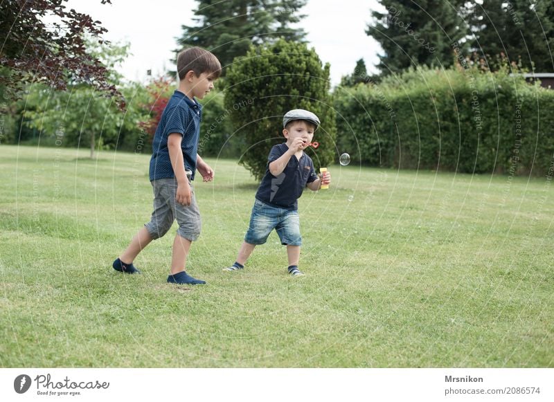 Brüder maskulin Kind Kleinkind Junge Geschwister Bruder Kindheit 2 Mensch Kindergruppe 1-3 Jahre 3-8 Jahre Lächeln lachen laufen Spielen Zusammensein