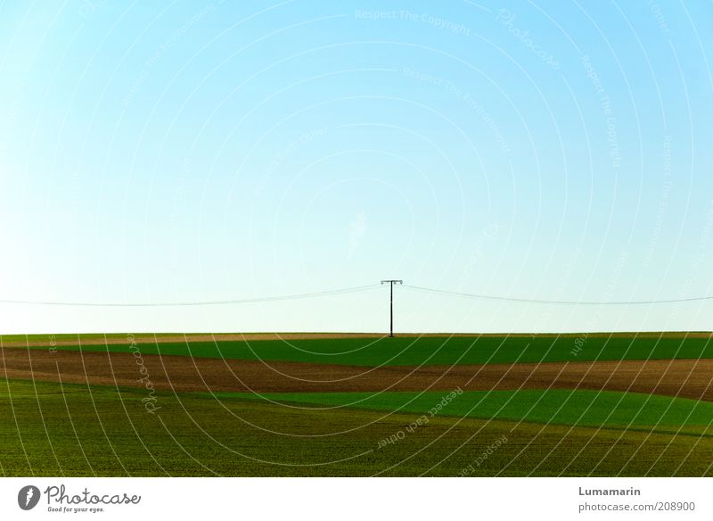 Elektriker Energiewirtschaft Umwelt Landschaft Wolkenloser Himmel Horizont Frühling Schönes Wetter Feld stehen einfach Ferne frei frisch Unendlichkeit lang