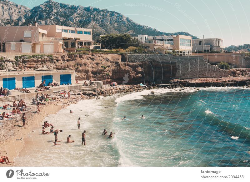 summer memories Natur Schönes Wetter Wellen Küste Strand schön Marseille Frankreich Provence Sommer sommerlich heiß Mensch Schwimmen & Baden Wärme Erholung