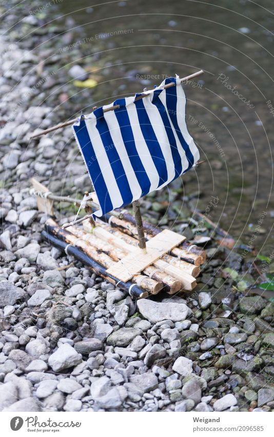 Ahoi Seeufer Flussufer Strand Bucht beobachten blau Wasserfahrzeug Nachbildung Ferien & Urlaub & Reisen Abenteuer Kindheit Basteln Segel Freizeit & Hobby