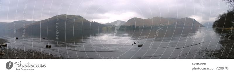 Lake District England II (Panorama) Lake District National Park Ullswater Großbritannien See Nebel Wasserfahrzeug Wolken Berge u. Gebirge