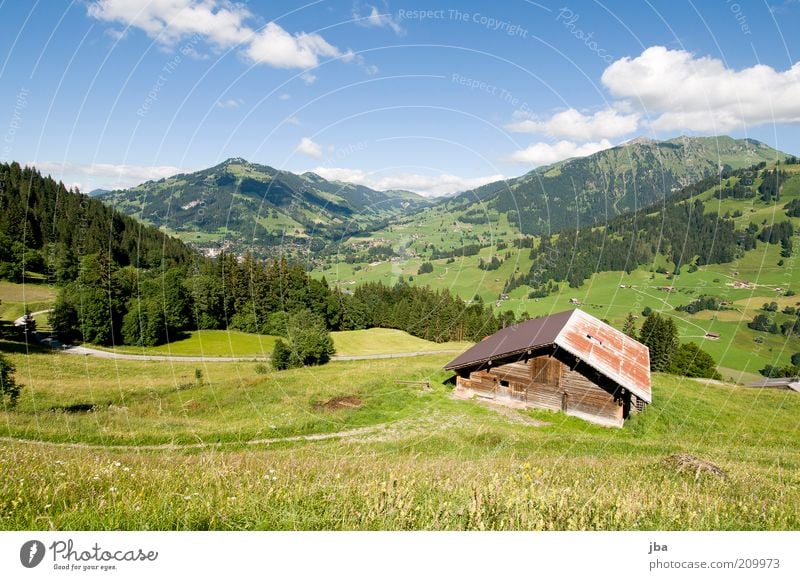 heile Welt Ferien & Urlaub & Reisen Tourismus Freiheit Sommer Sommerurlaub Berge u. Gebirge wandern Haus Umwelt Natur Landschaft Pflanze Wolken Sonnenlicht