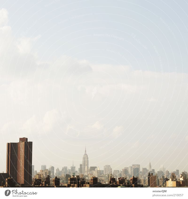 Metropole. Haus ästhetisch Einsamkeit einzigartig Smog Skyline New York City USA Stadt viele Hochhaus Chrysler Building herausragen himmelwärts Himmel