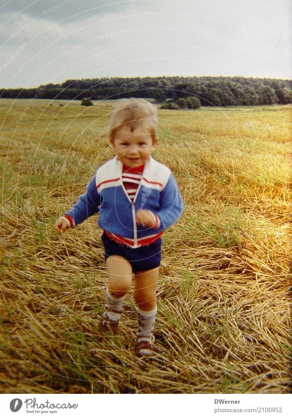 Sommerspaziergang Freizeit & Hobby Ausflug Abenteuer Freiheit Kind Kleinkind Junge 1 Mensch 1-3 Jahre Natur Landschaft Schönes Wetter Pflanze Wiese Feld Hügel