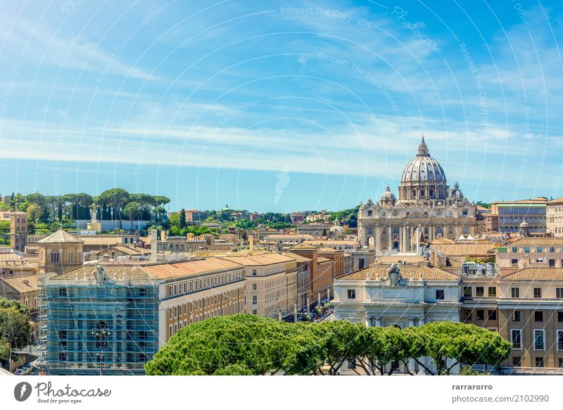 Vatikan und Basilika von St. Peter von Castel Sant'Angelo gesehen schön Ferien & Urlaub & Reisen Tourismus Himmel Stadt Kirche Brücke Gebäude Architektur